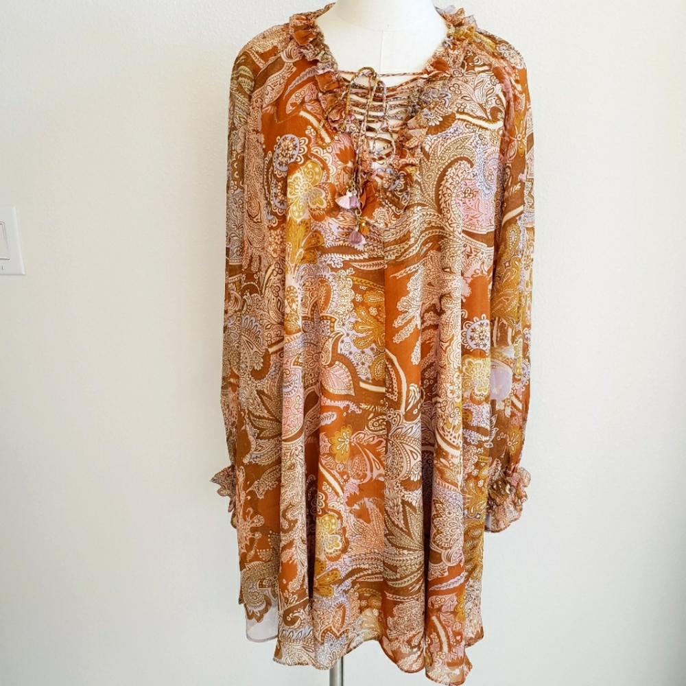 HOUSE OF HARLOW 1960 A-Line Chiffon Bobo Trapeze Swing Mini Dress—NWT—XS - Picture 6 of 16